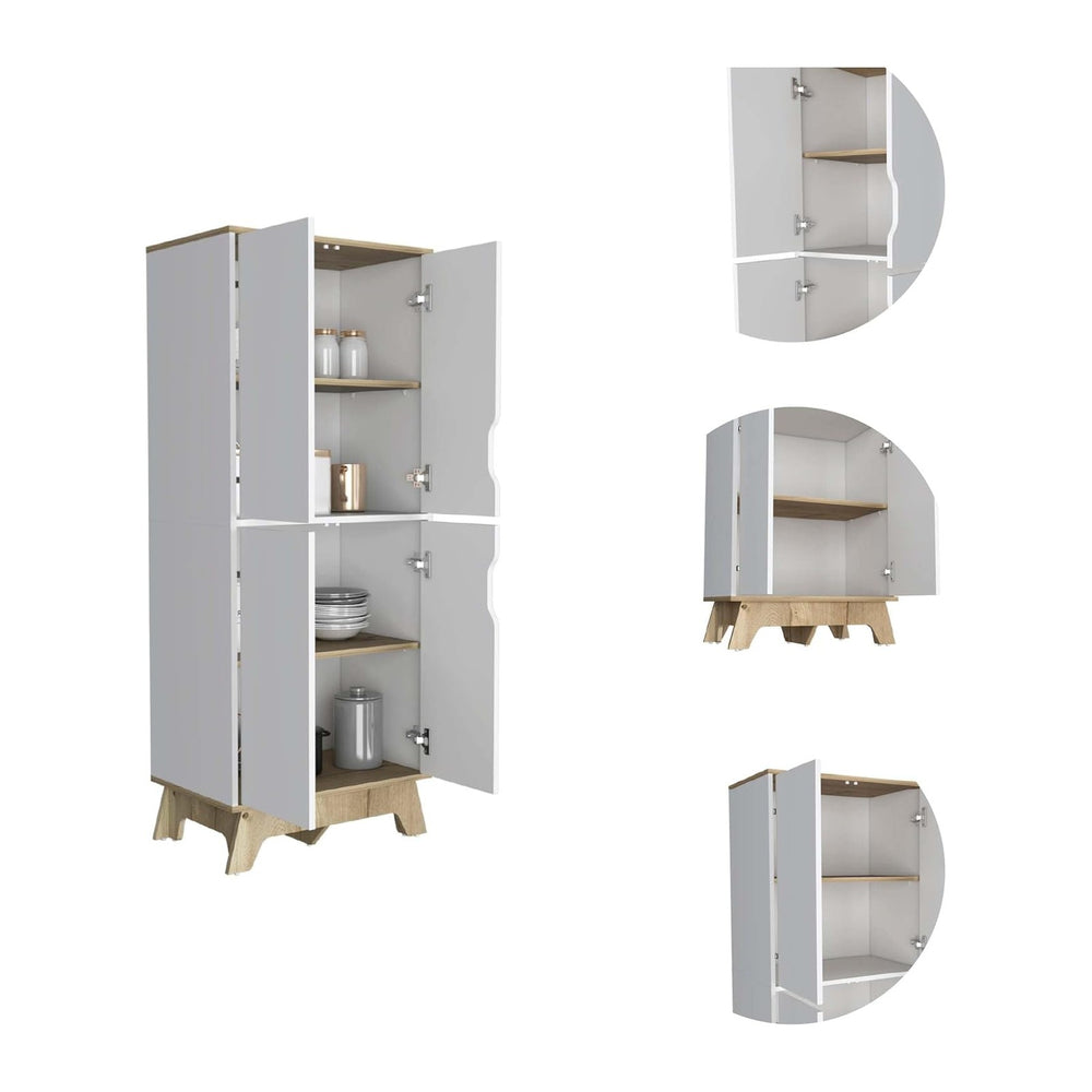 Zurich Double Kitchen Pantry, Double Door Cabinet, Four Shelves